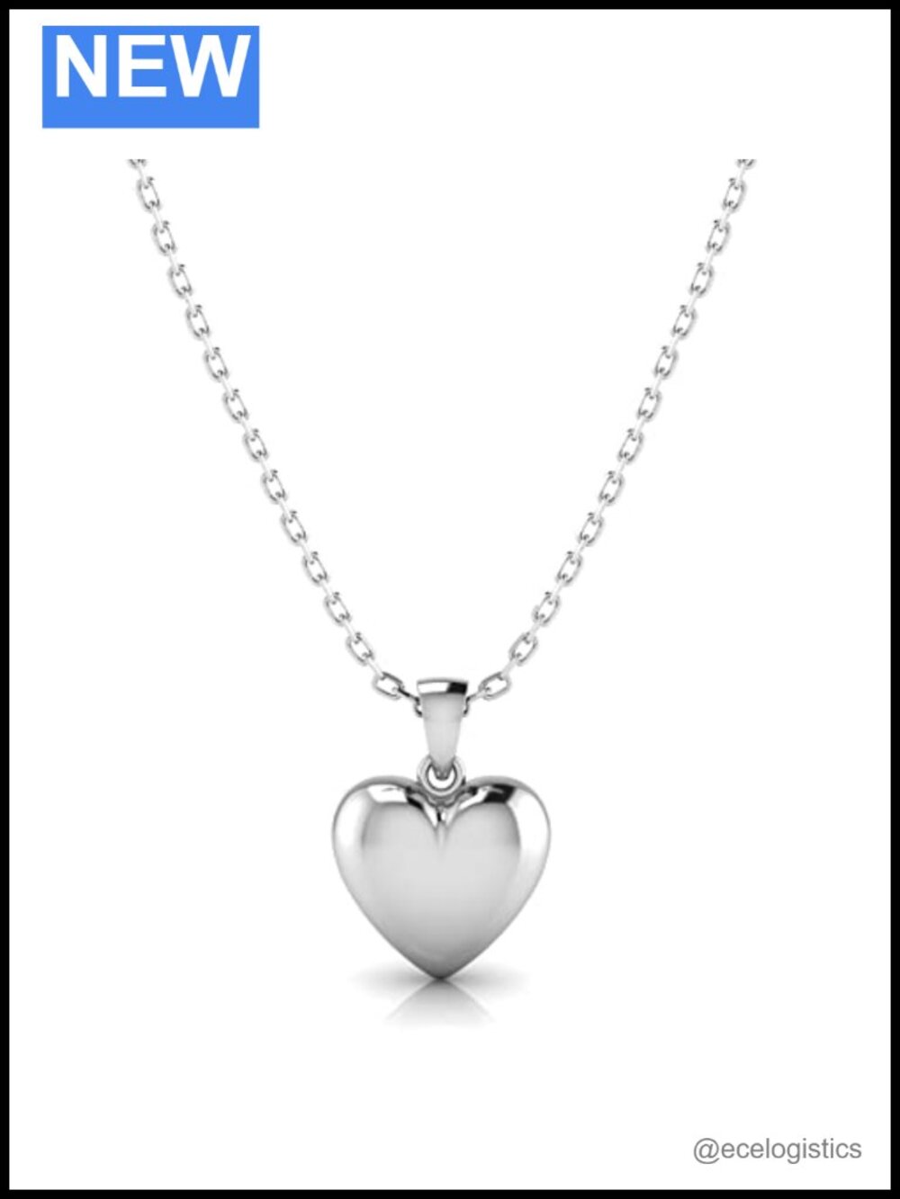 925 Sterling Silver Puff Heart Pendant Necklace Adjustable Everyday Gift